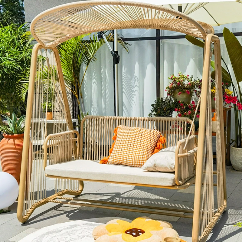 Outdoor swing rocking indoor double person hanging basket rattan courtyard garden swing chair