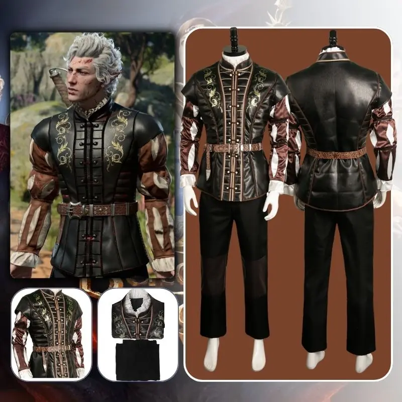 Astarion cosplay baldur cos gate 3 cosplay fantasia kostüm verkleidung für erwachsene männer top hosen bg3 roleplay outfit halloween anzug