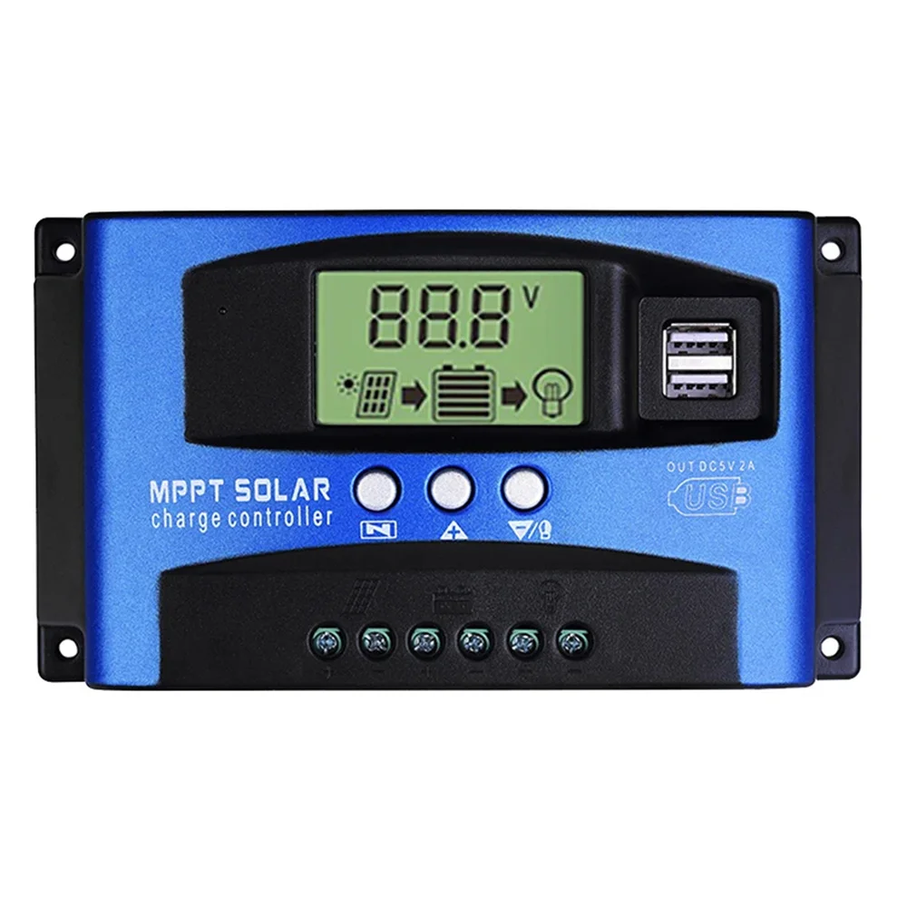 Solar MPPT 100A 60A 30A Charge Controller Dual USB LCD Display 12V 24V Solar Cell Panel Charger Regulator with Load