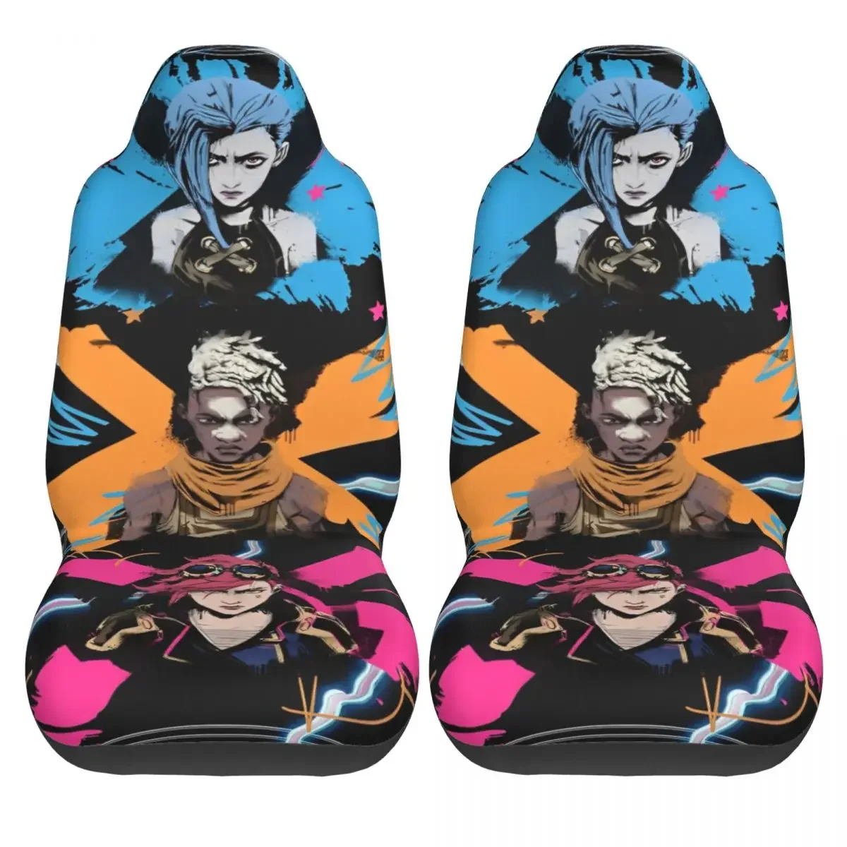 Jinx Vi Anime Universal Car Seat Cover Four Seasons Travel Arcane Game Car Seat Mat Polyester Fishing