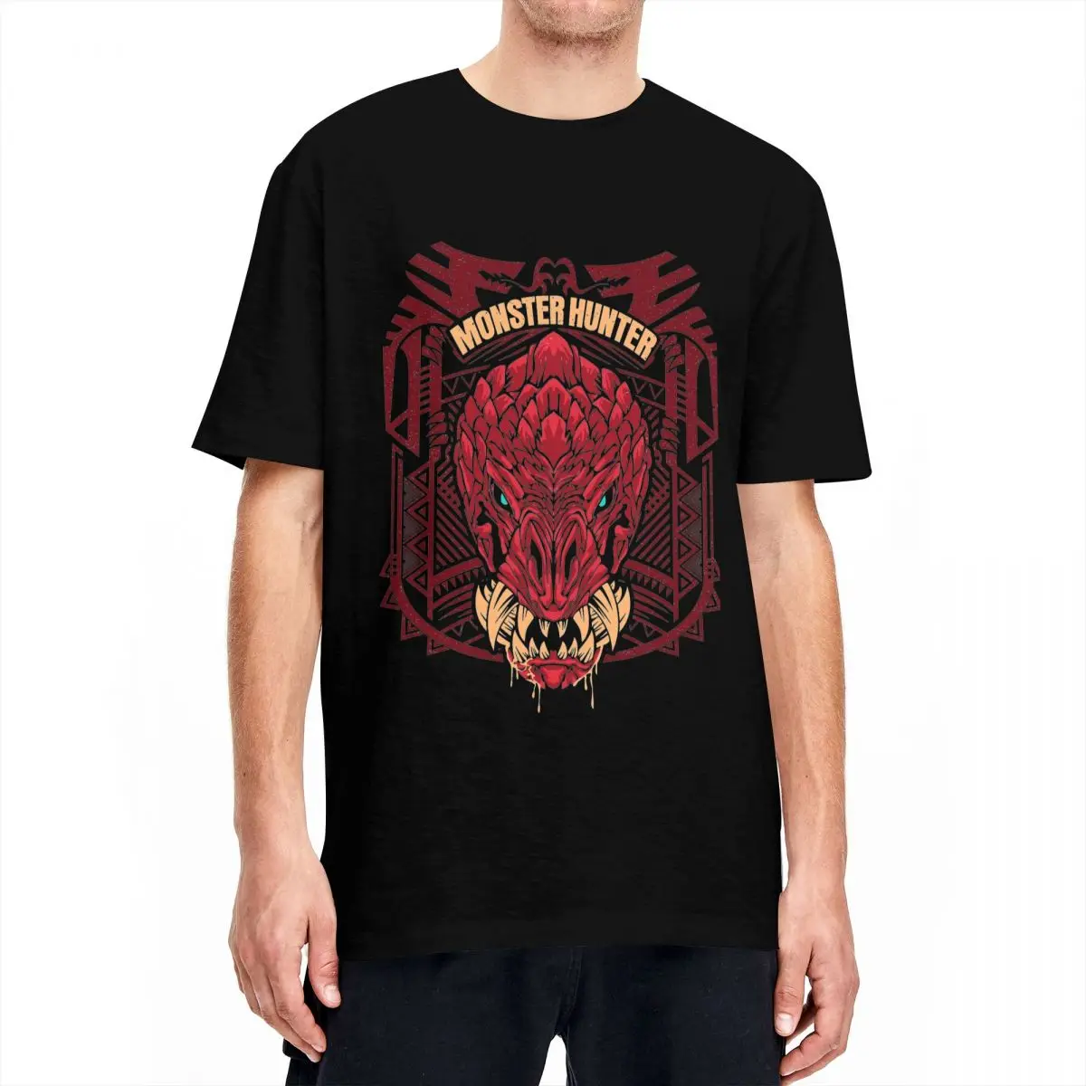 Streetwear Odogaron Monster Hunter T-Shirt Men 100%Cotton Short Sleeve Crewneck Summer Clothes