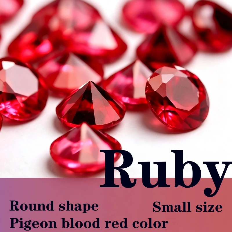 Pigeon Blood Red Color Ruby Laboratory Production Small Size Round Shape Advanced Jewelry Rings Earrings Making