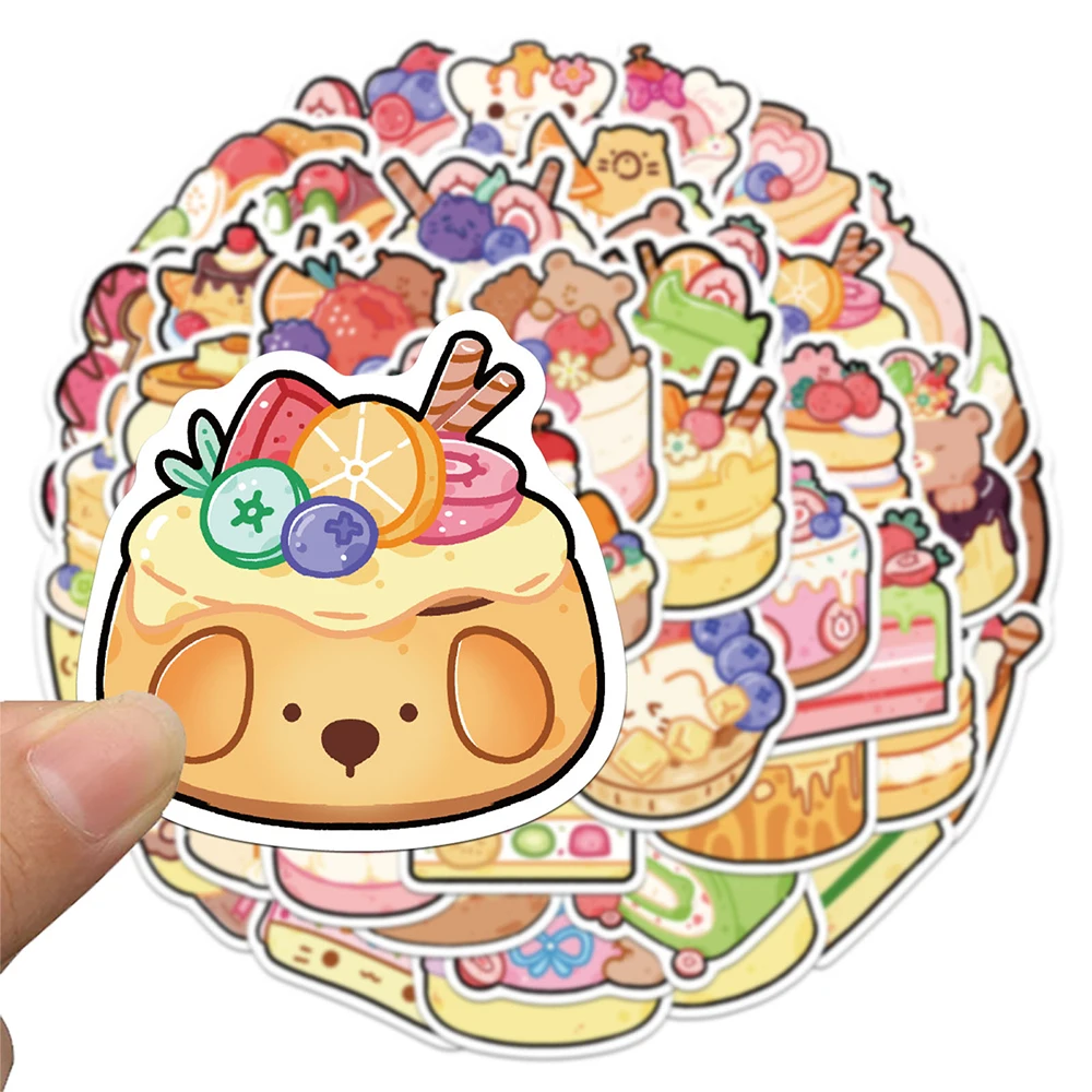 

10/30/50pcs Kawaii Cartoon Animals Dessert Cake Stickers Cute Funny Graffiti Decals Decoration DIY Notebook Fridge Phone Sticker