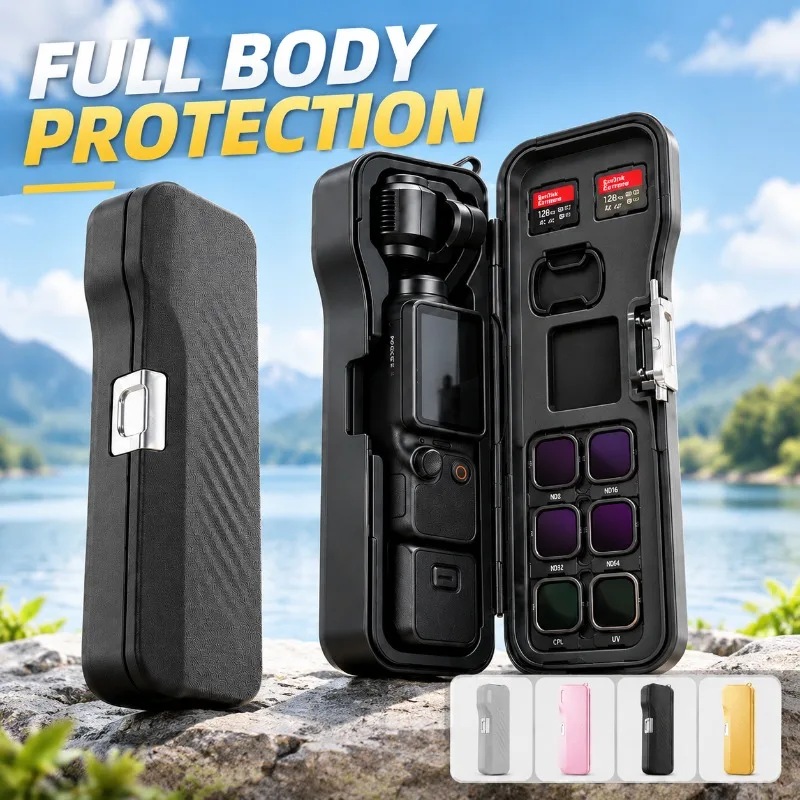 For DJI Osmo Pocket 4 3 Gimbal Camera Full Wrapped Storage Box Guard Lens Screen Shield Anti Collision Portable Travel Vlog