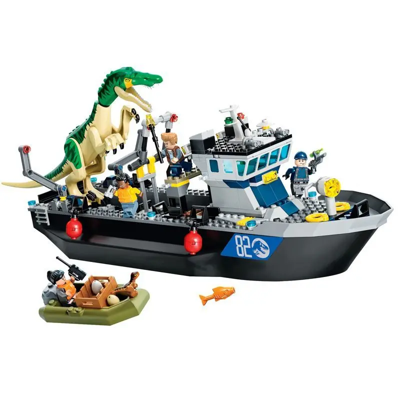 Dinosaur Transport Ship Model Children's Puzzle Building Blocks Sea Small Particle Module Boy Brain Toy Collection