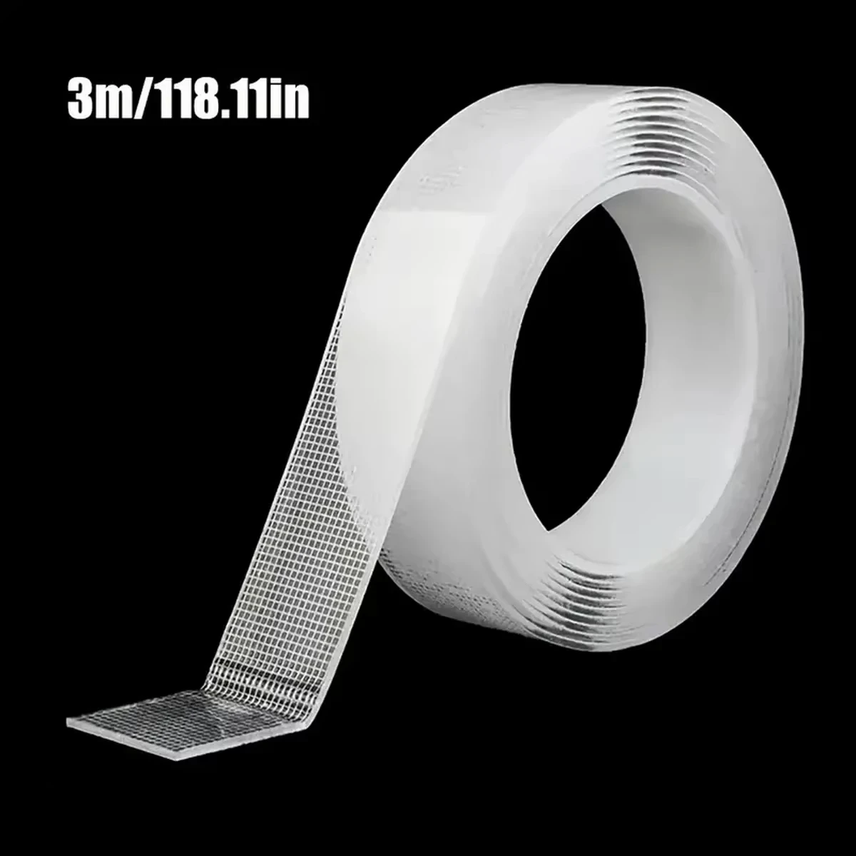 

30MM*3M Reusable Traceless Strong Sticky Adhesive Mesh Nano Tape, Washable Clear Mounting For Paste Items In Home Office Car