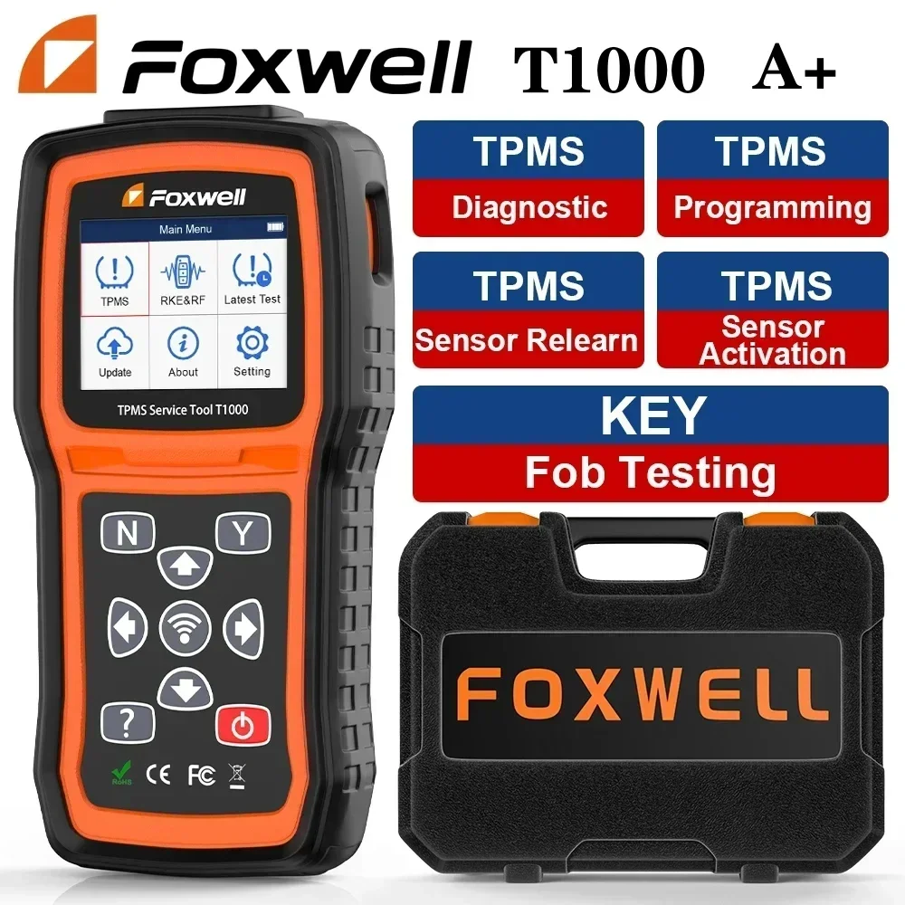 

Foxwell T1000 TPMS Tool Sensors Programming Activate Check RF Key FOB Tmps Tire Pressure Monitoring System Auto Tester PK NT650