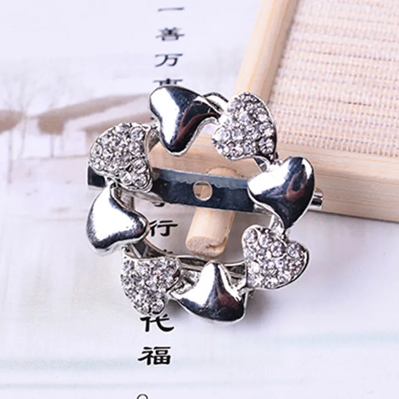 Vintage Silver Plated Rhinestones Flower Brooch Pin Crystal Jewelry Clothes Accessories For Women Scarf Buckle Dual-use Brooches