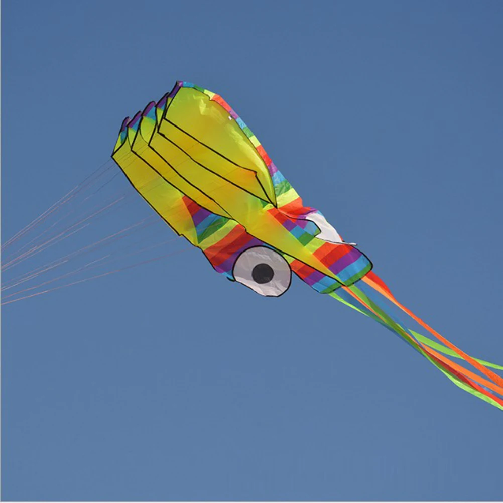 

5m Octopus Portable Kite Toy for Kids and Children Outdoor Games Activities with 100m String Boards (Rainbow)