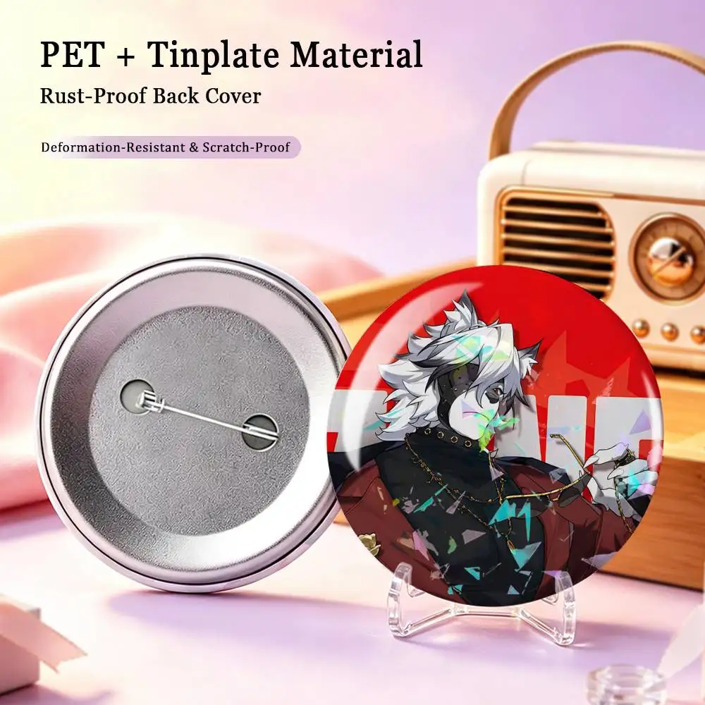 Zenless ZZZ V-Von Lycaon Badges Creative Tinplate Round Button PinsBrooch Badge Clothes Backpack Custom