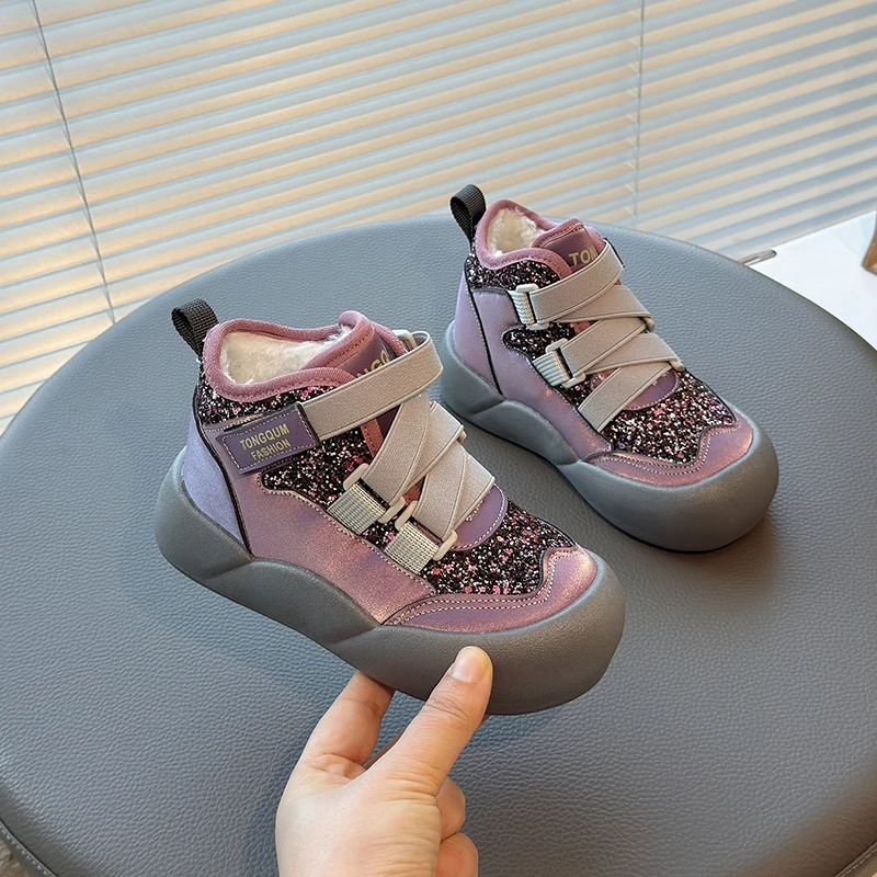 Stivali di cotone da ragazza Nuovi stivaletti invernali per bambini stivali caldi Stivali da neve per bambini grandi da ragazza scarpe di cotone impermeabili