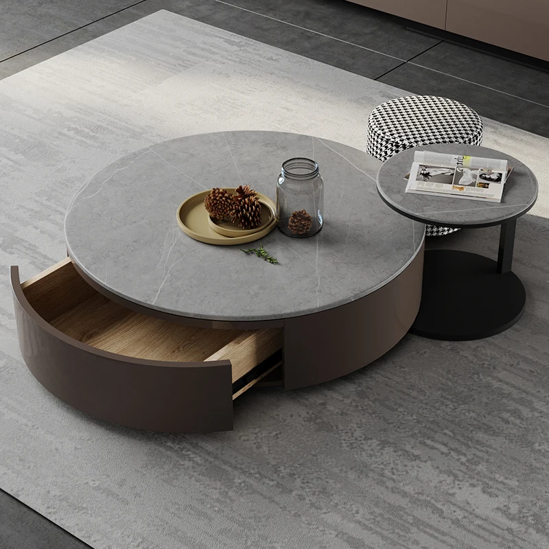 

Italian minimalist rock round coffee table is luxurious, modern, simple and round, and the Nordic wooden creative coffee