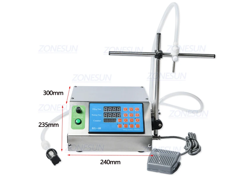 ZONESUN Peristaltic Pump Bottle Water Filler Liquid Vial Desktop Filling Machine for Juice Beverage Milk Drink Oil Perfume