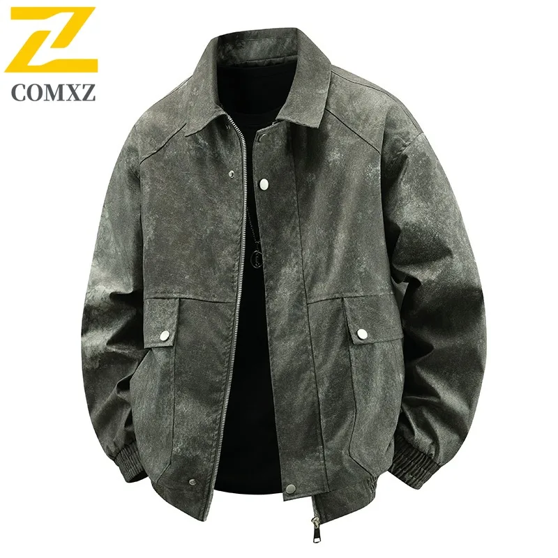 

COMXZ Pu Leather Chaqueta Multi Pocket Waterproof Light Luxury Motocross Men'S Jackets Climbing Breathable Windbreaker Jacket