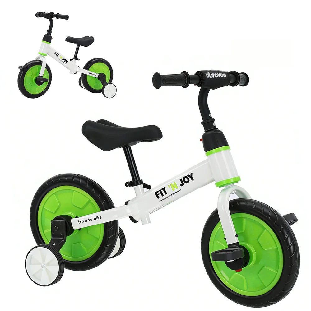 Kleinkind-Lernfahrrad, Fahrradspielzeug mit Stützrädern & Abnehmbaren Pedalen für 2-5 Jahre alte Jungen und Mädchen, Einfache Montage