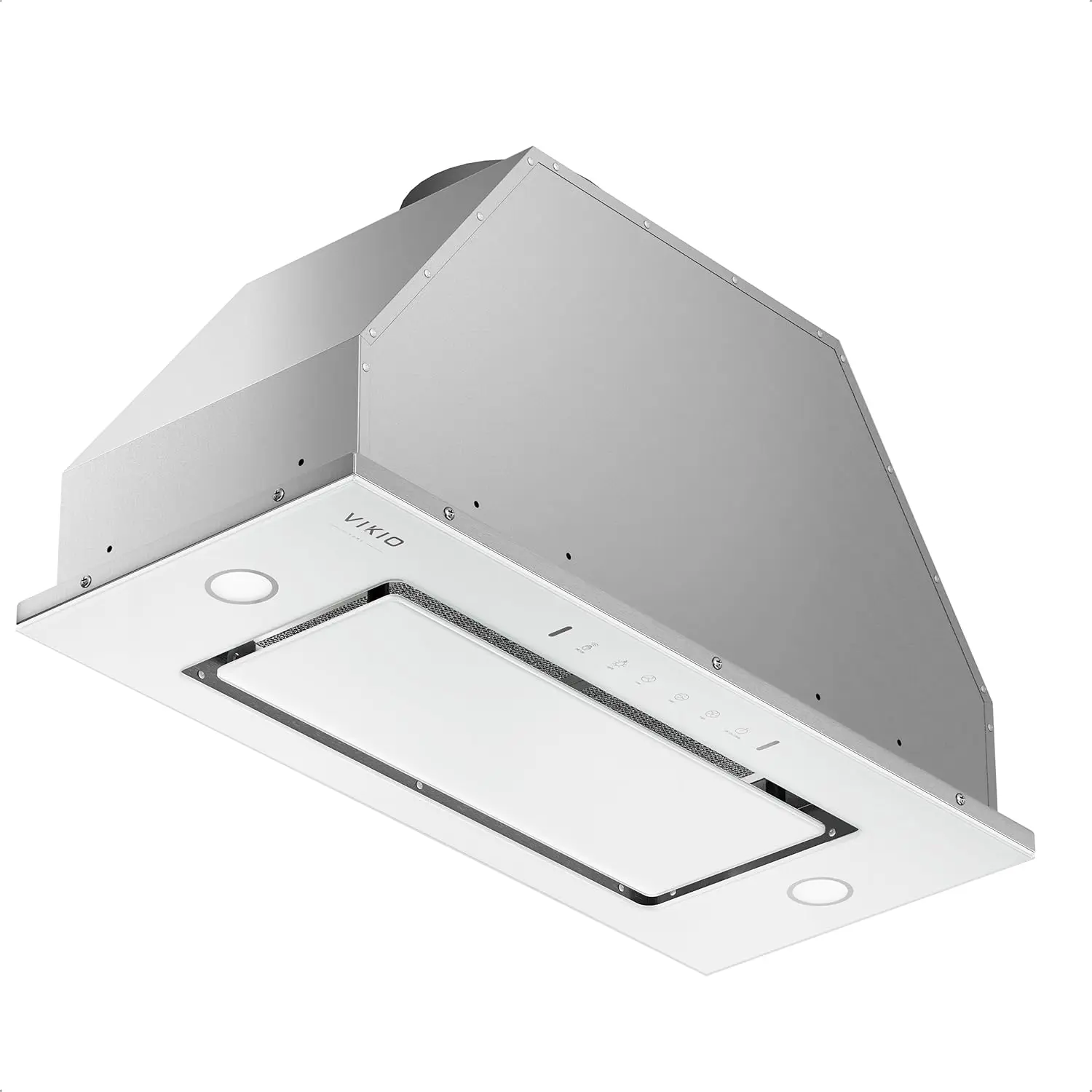 

Вставка для вытяжки Ran, 30-дюймовая встроенная вытяжка Ran с каналами 900 куб. футов в минуту, 3-скоростной вентилятор, белое закаленное стекло из нержавеющей стали с stu