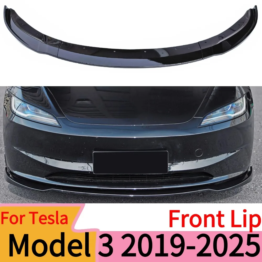 Image of Für Tesla Modell 3 2019-2025 Frontspoiler Air Dam Front Protector Bumper Lip Abdeckung Kinn Splitter Tuning für