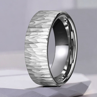 Tungsten Carbide Rings for Men and Women 8mm Silvery Hammered Bark Texture couples Wedding Band Suitable for Party Anniversary