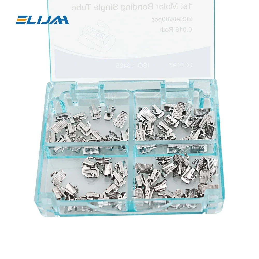 ELIJAH Dentists Orthodontic Buccal Tube Non-Convertible 0.018 MBT Roth Edgewise Buccal Tube 80Pcs/20Sets Orthodontic materials