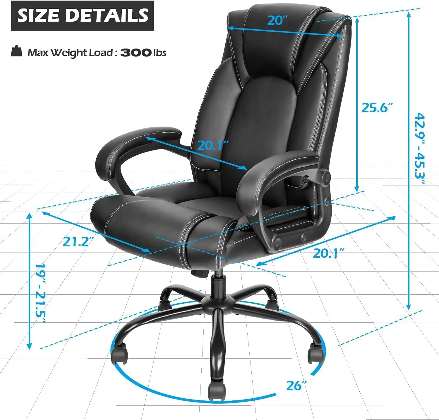 

Office Chair Executive Desk Computer Chair with 5-Year hydrolysis-Resistant Leather Spring Cushion