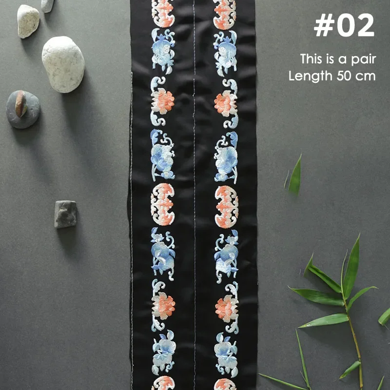

50cm Chinese Embroidered Trim Jacquard Ribbon Fabric Retro Embroidery Webbing Lace Hanfu Dress Clothes Curtain DIY Accessories