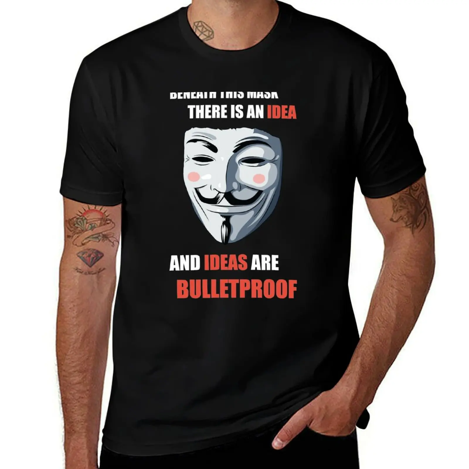 

V For Vendetta T-Shirt cotton t shirts man 100% t shirts designer