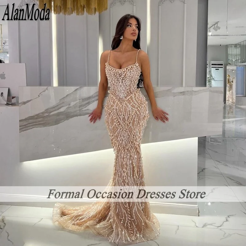 Gorgeous Wedding Party Dress Sequin Mermaid Celebrity Prom Dresses 2025 Dubai Evening Gowns Luxury Vestido De Noiva Customizde
