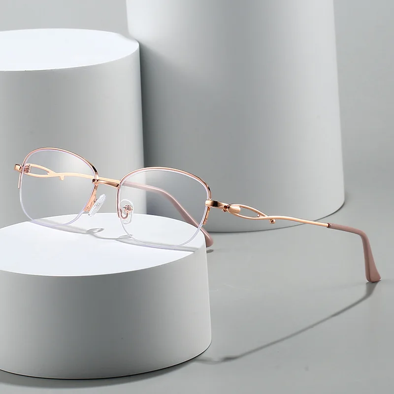 نظارات قصر النظر النسائية على طراز INS نظارات معدنية جديدة نصف إطار عصرية متعددة الاستخدامات تحجب الضوء الأزرق نظارات قصيرة البصر