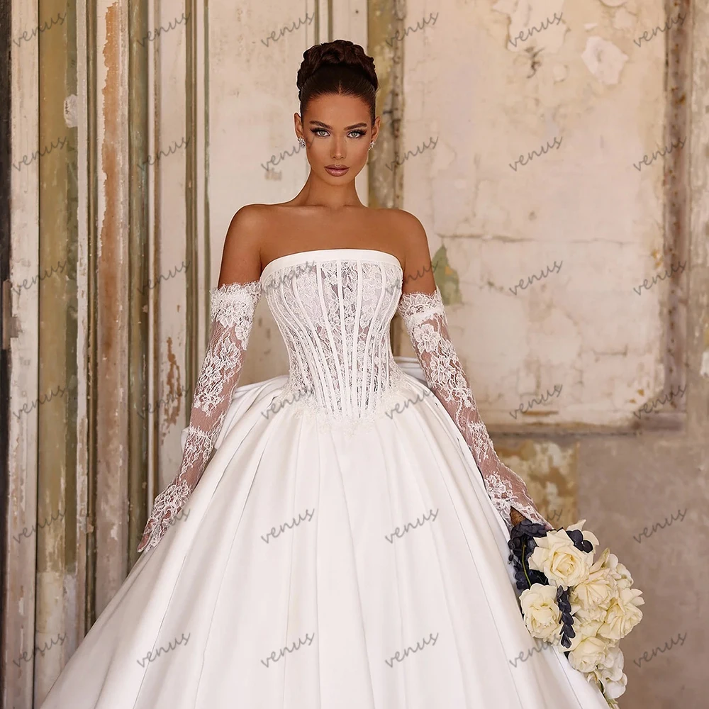 Vestidos De Novia Vintage bonitos Vestidos De Novia batas sin mangas sin estufas Vestidos modernos sin tirantes De Novia personalizados 2025
