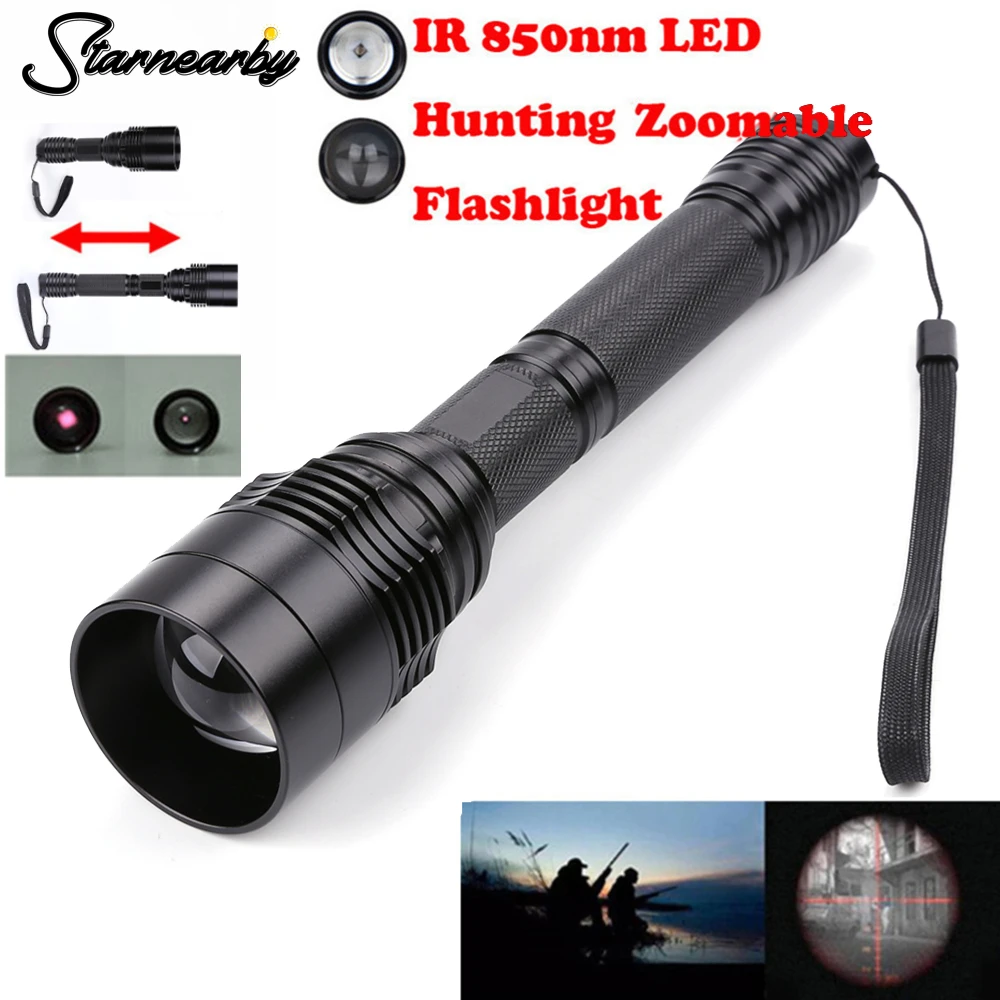 

850nm LED Infrared Flashlight Rotating Zoomable Flashlight IR Night Vision Outdoor Camping Hunting Torch Light Infrared Torch