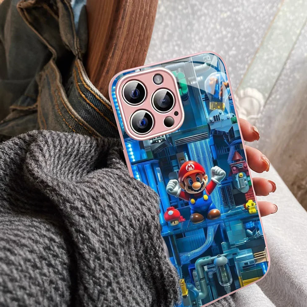 Super M-Marios Cool B-Bros Phone Case Tempered Glass For Iphone 14 13 12 11 Pro Mini XS MAX 14Plus X XS XR Cover