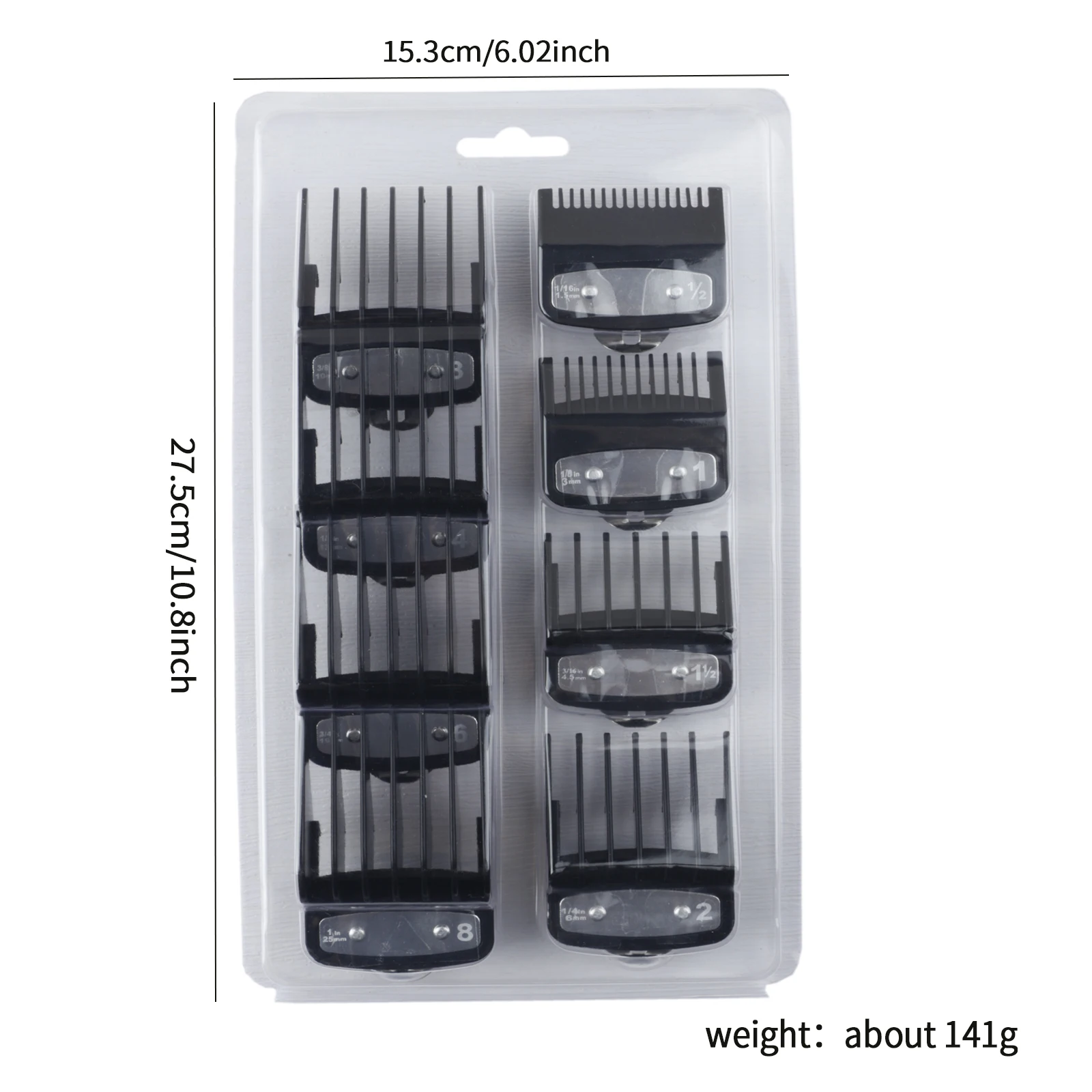 8 Stück/Set Pro Barber Guide Kämme für Wahl Haarschneidemaschine, Haarschnittkamm mit Blisterverpackung, Salon-Haarschneidewerkzeuge – Detail 2