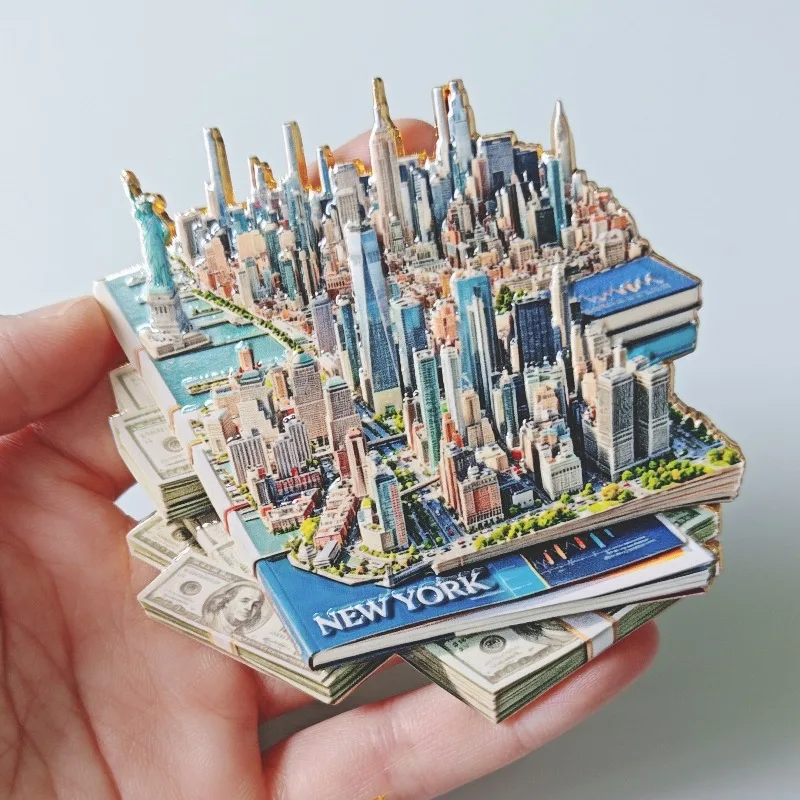 United States New York Metal Fridge Magnets Statue of Liberty Souvenirs America Fridge Stickers Birthday Gifts Home Decoration
