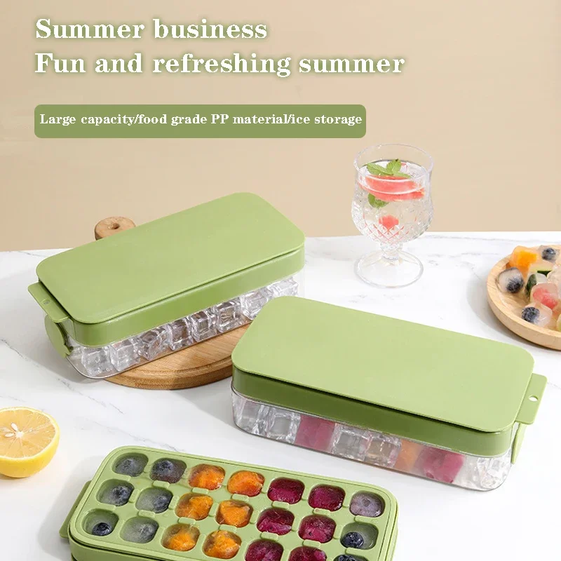 

21 Grids Ice Cube Mold Silicone Press Type Ice Cube Tray Storage Box Refrigerator Ice Cube Maker Popsicle Mold Cold Drink Tools