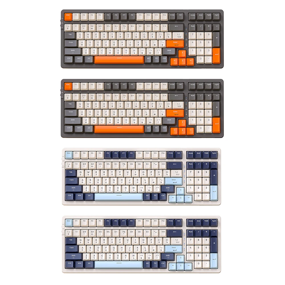 Беспроводная механическая клавиатура K8, три режима, механическая клавиатура, 100 клавиш, бесшумный набор BT5.0/2,4 ГГц/проводной Type-C для ПК, ноутбука
