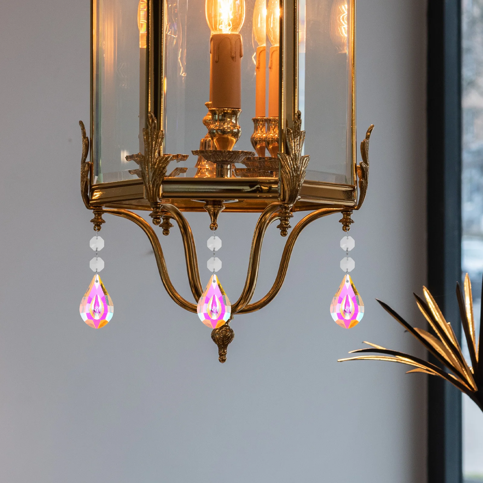 

12Pcs Hanging Crystal Prisms Glass Chandelier Pendants Light Decoration Wedding Birthday Ornament Crystal Ball Prism