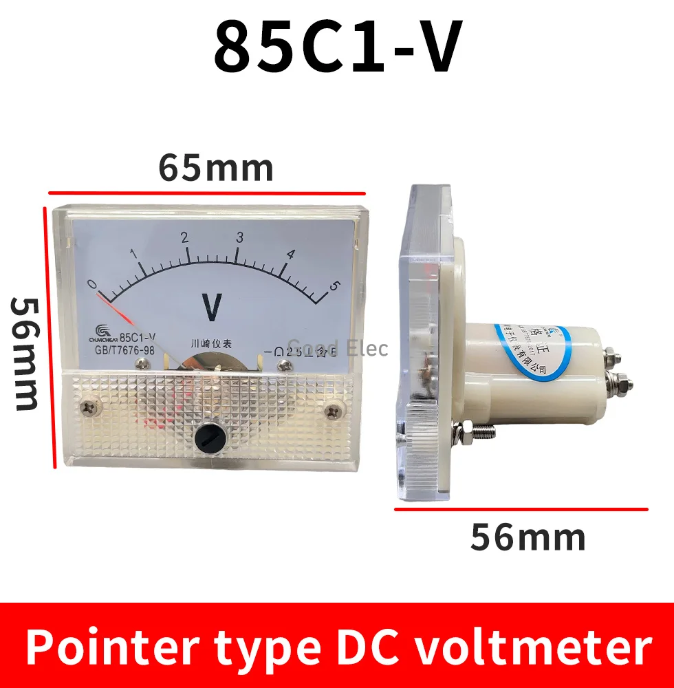 85C1-V 1v 2V 5V 10V 30V 50V 75V 100V DC Analog Panel Voltmeter Ammeter Amp Volt Meter Gauge 1-500V