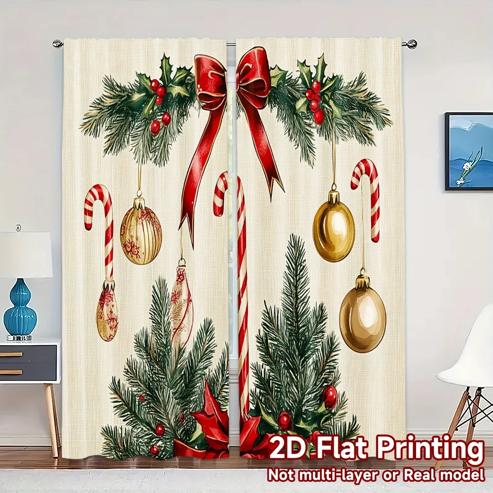 2pcs,Curtains Christmas Decorations Holiday Festive (3) Modern Curtains Yarn Curtains Art Deco Festive Decorative for Kitchen