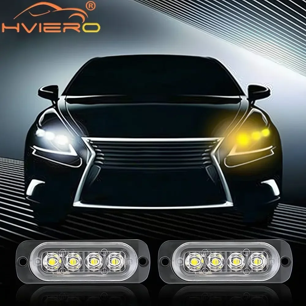 1set 4led 12/24V Wireless Emergency Strobe Light Led Police Auto Position Lamps Warning Flashing Beacons Multiple Colors Choies