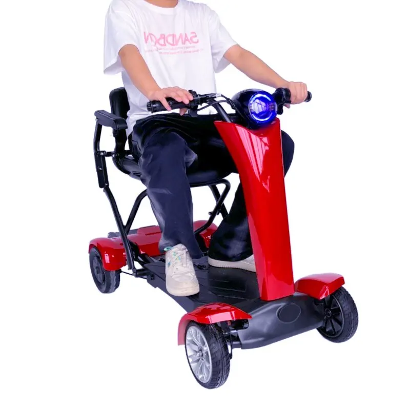 

4 Wheel Adult Mobility Scooters For Travel 36v 500w Automatic Folding Electric Scooter With Seat And Rear Basket For Elderly