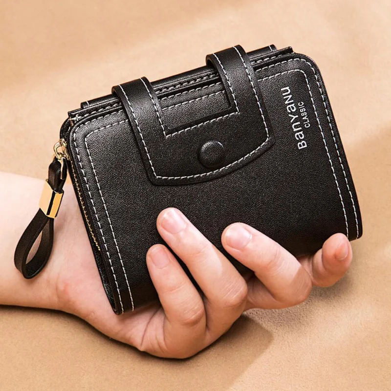 Genuine Leather Wallet for Men and Women RFID Trifold Wallet Short Card Holder Coin Zipper Pocket Money Bags Black Pink Wallets