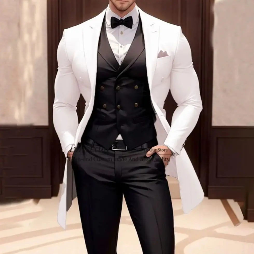 

Fashion Handsome Men Suits Slim Fit Notached Lapel 3 Pieces Groom Wedding Tuxedo Best Man Blazer Hombre Prom Party costume homme