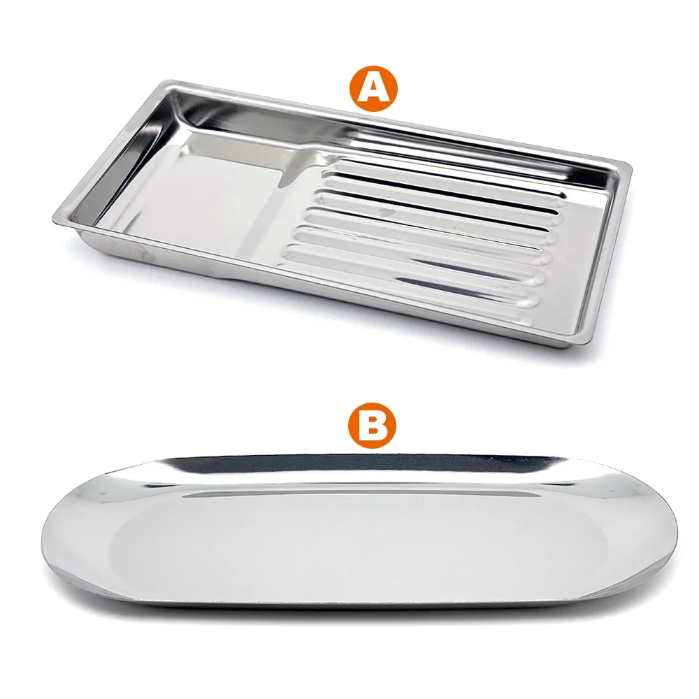 Dental Stainless Steel Medical Tray Rectangular Disinfection Plate Metal Placement Box Dentistry Lab Instrument Tray