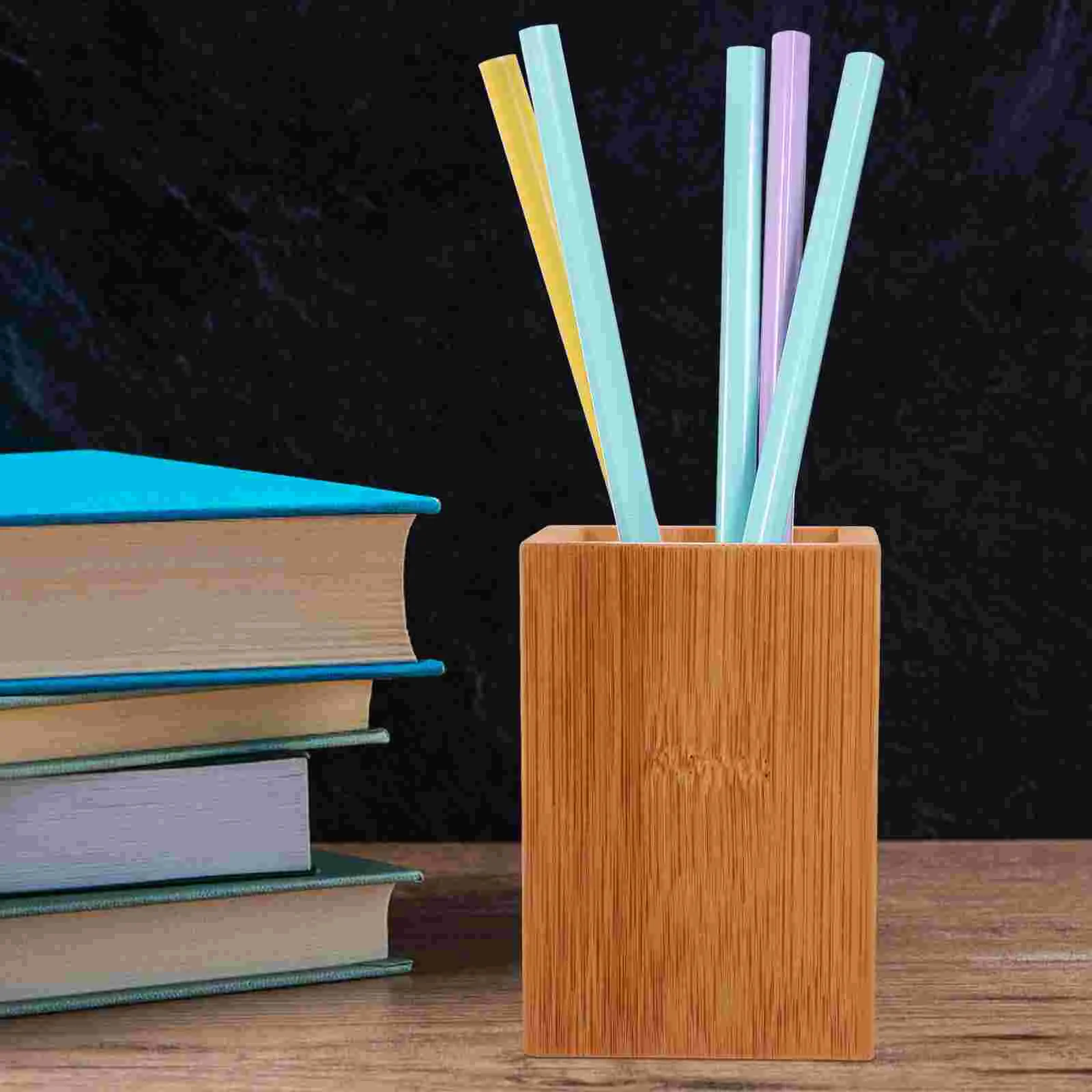 2 Pcs Bamboo Pen Holder Desk Cup Storage ganizer Stationery Container Tabletop Holder For Pencil Case Diy Bucket Rack Stand