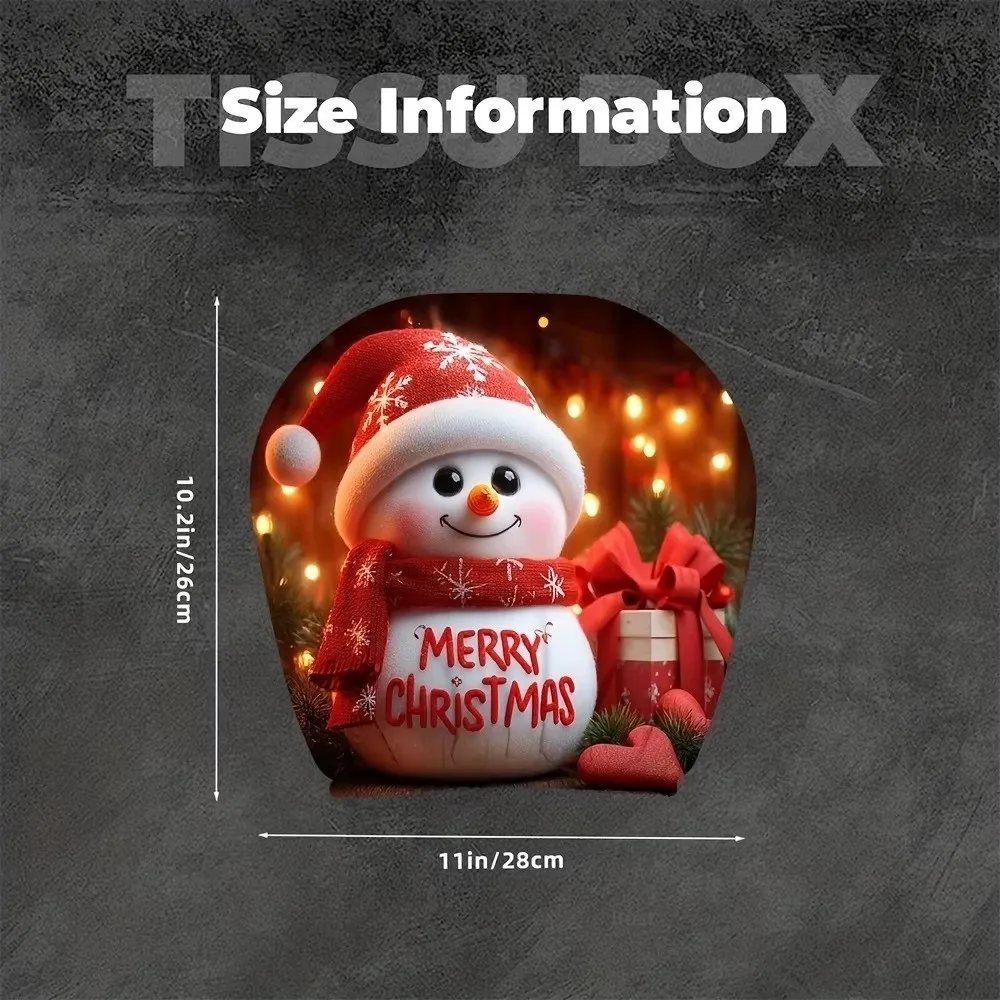 2pcs Universal Christmas Car Headrest Cover Cartoon Snowman Santa Print Car Pillowcase Funny Stain-Proof 6