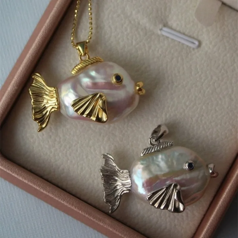 Kreative Persönlichkeit Bighead Fisch Paare Halskette Nette Perle Geometrische Unregelmäßige Runde Perle Kette Halsband Geschenke für Beste Freundin