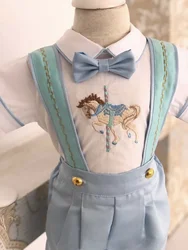 0-6Y Boy Summer Horse Embroidery Outfit Suit for Easter Eid Birthday Holiday Photography