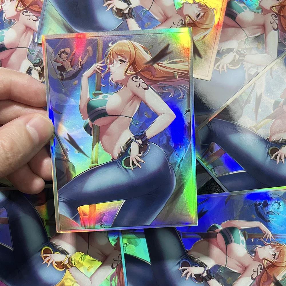 ONE PIECE 60PCS Holographic Anime Cards Sleeve Nami OPCG Foil Trading Card Protectors Shield Outer Cover Magic MTG/PKM 67x92mm
