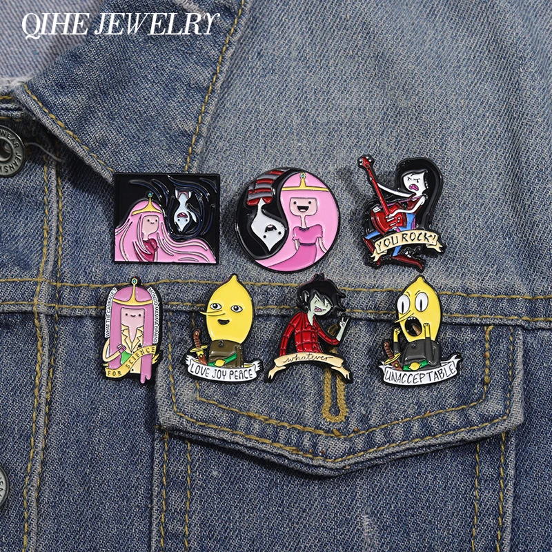 Adventure Time Cartoon Animation TV Collection Enamel Pins Cute Anime Figure Lapel Badge Jewelry Gift for Children Fans Present