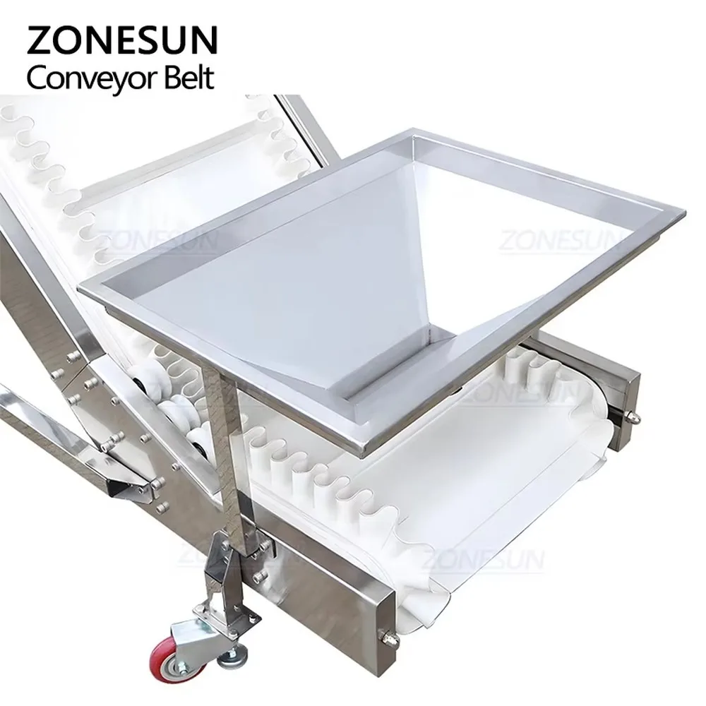 ZONESUN ZS-SLJ2 Incline Bucket Conveyor Belt Elevator with Hopper for Nuts Beans Granules Efficient Vertical Lifting